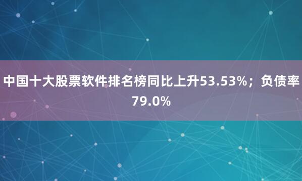 中国十大股票软件排名榜同比上升53.53%；负债率79.0%