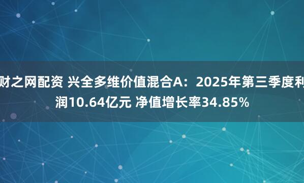 财之网配资 兴全多维价值混合A：2025年第三季度利润10.64亿元 净值增长率34.85%
